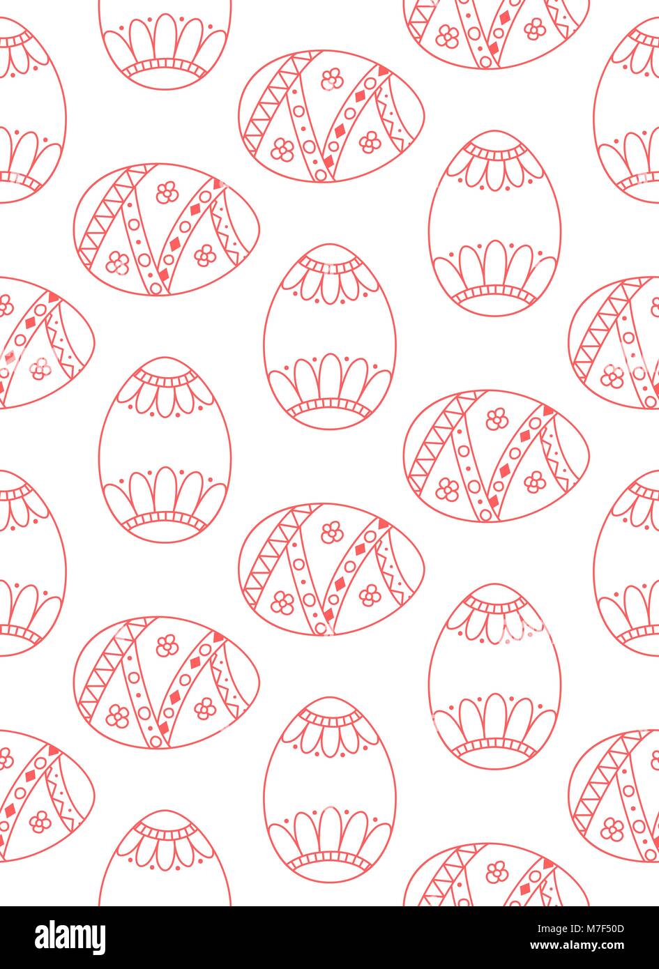 Vector seamless simple pattern with red easter egg on white background ...