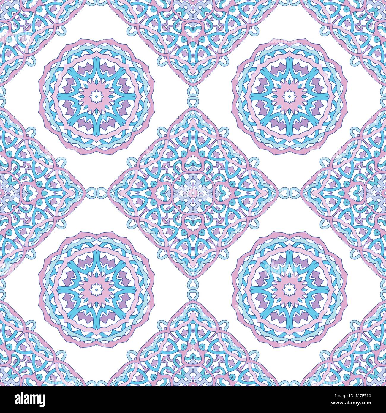 Seamless pattern from round mandalas in ethnic style Stock Vector Image ...