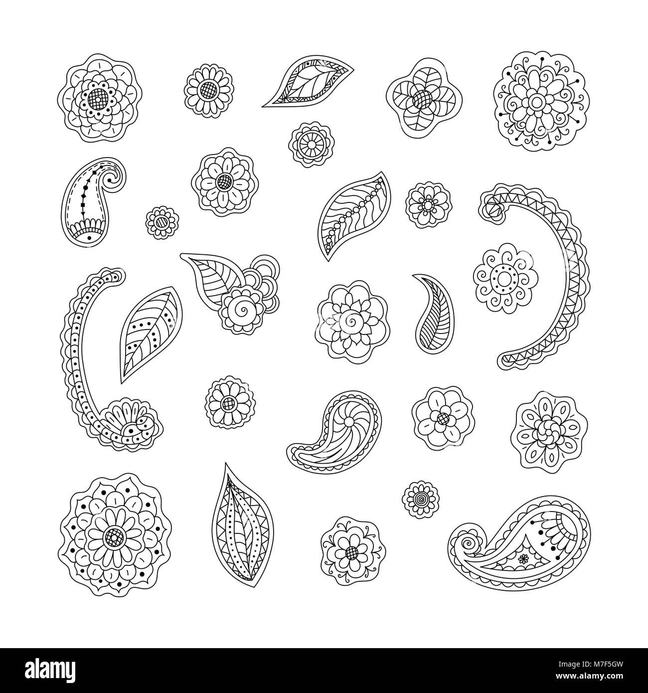 Vector floral doodles set Stock Vector Image & Art - Alamy