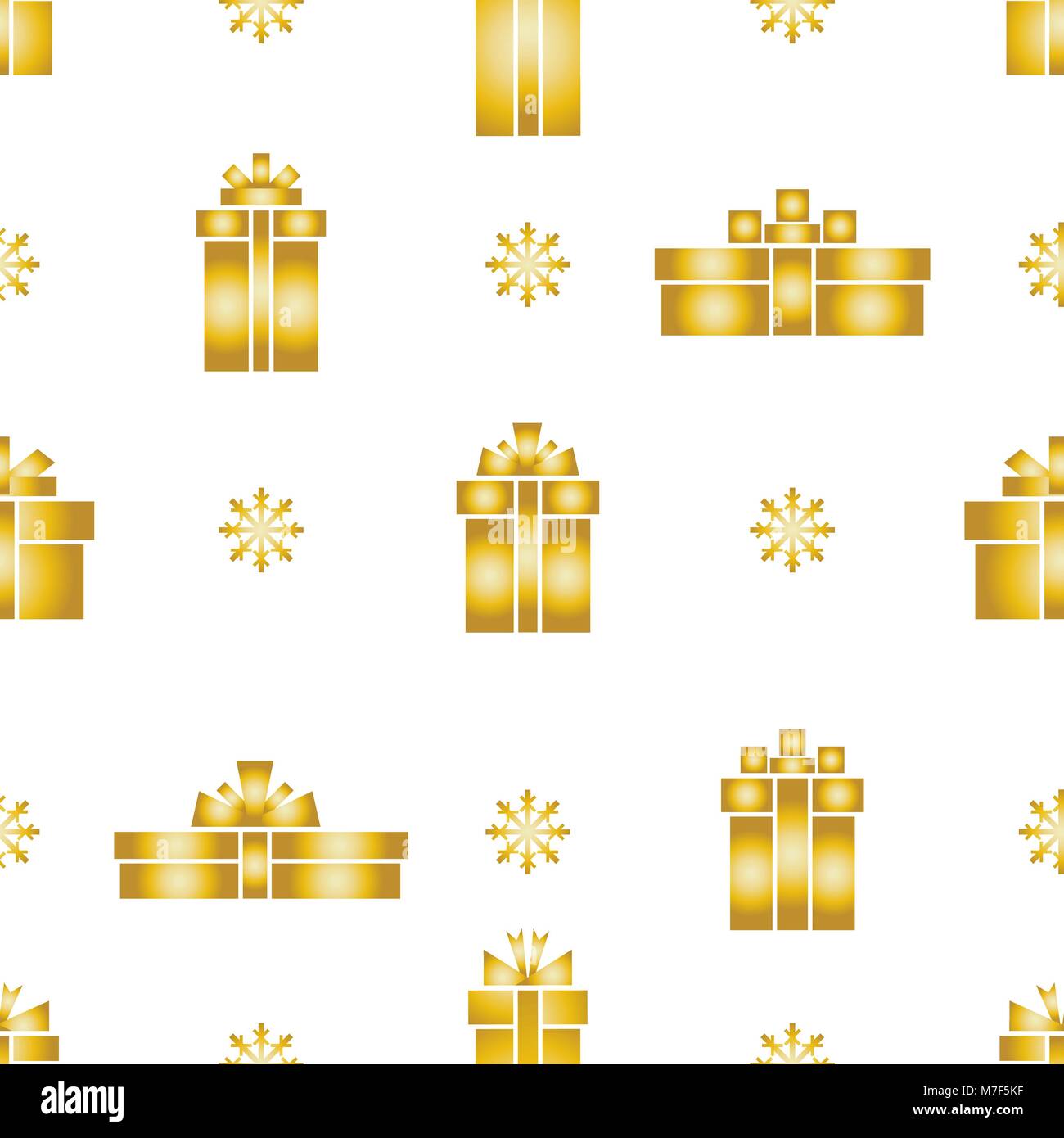 Vector seamless gift box pattern, gold gift boxes and snowflakes on ...