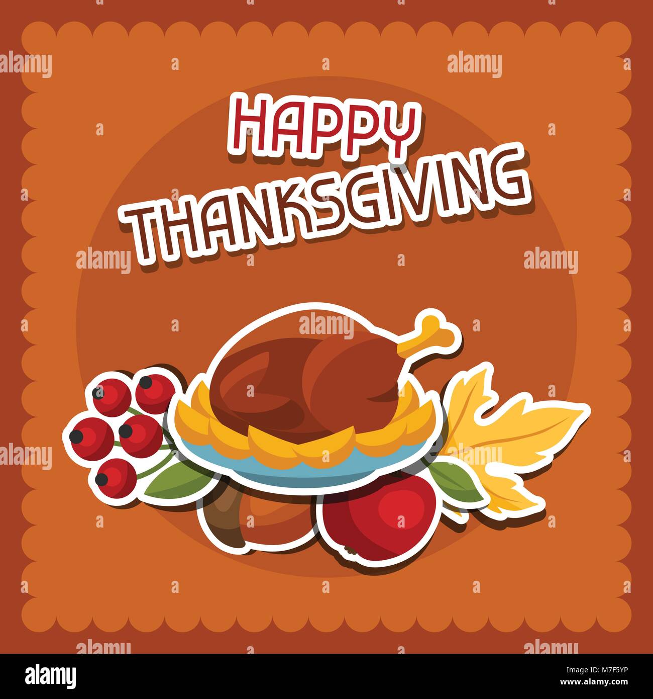 Happy Thanksgiving Day background design with holiday sticker objects ...