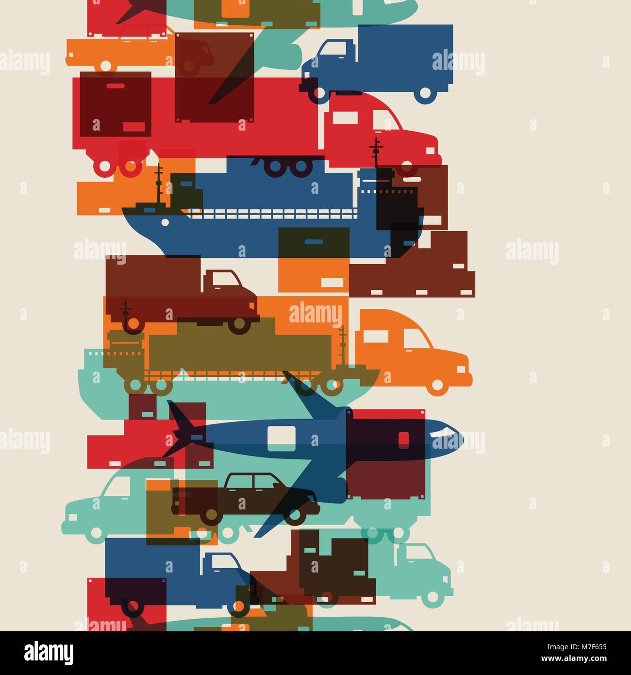 Freight cargo transport icons seamless pattern in flat design style ...