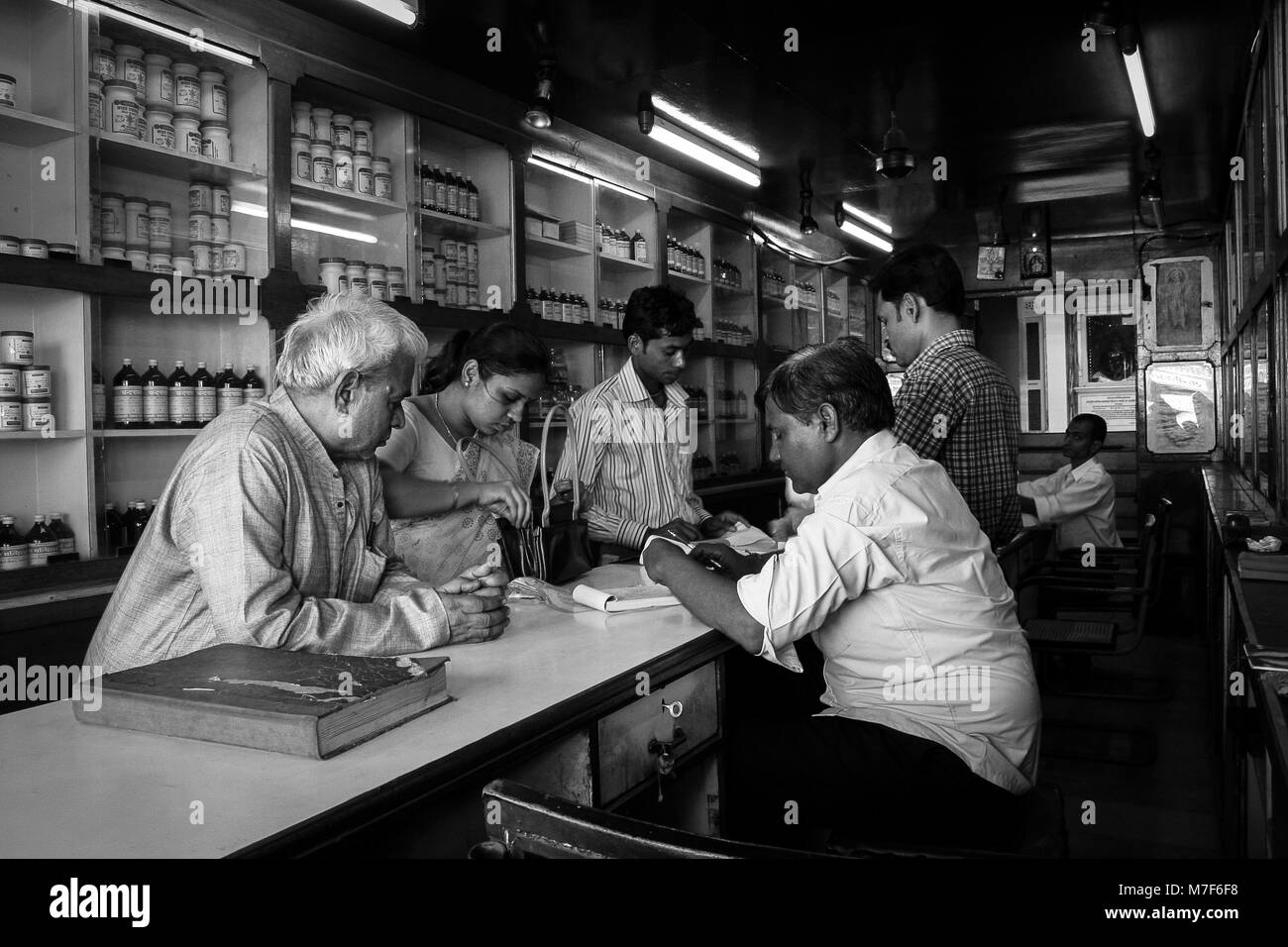 Jaipur, Rajasthan, india: Ayurvedic Pharmacy Stock Photo