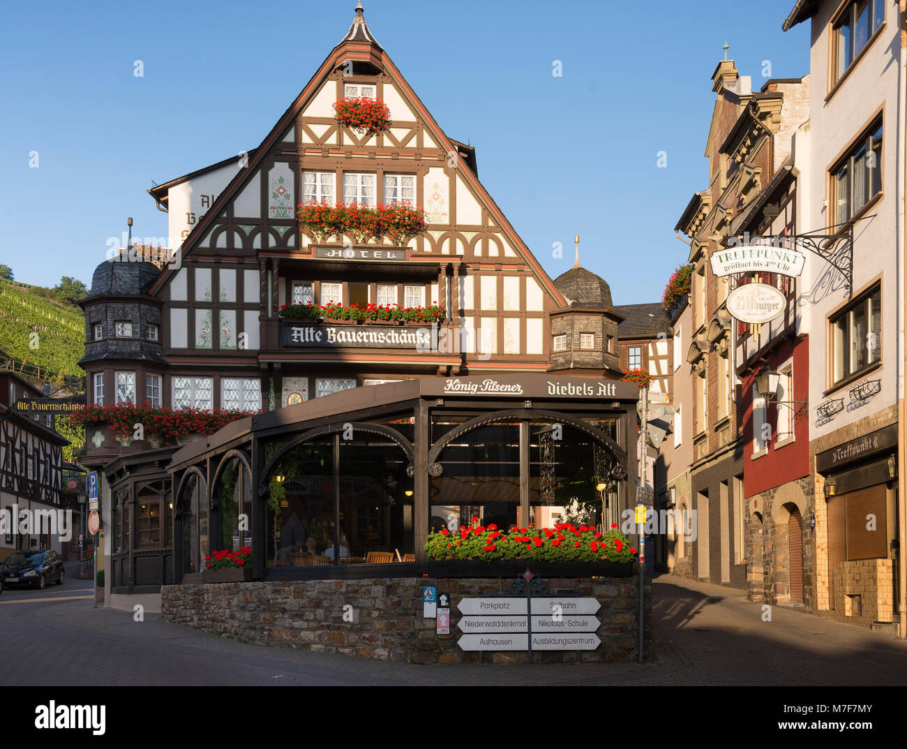 Alte Bauernschänke, Assmannshausen, Rheingau, Hessen, Deutschland Stock Photo