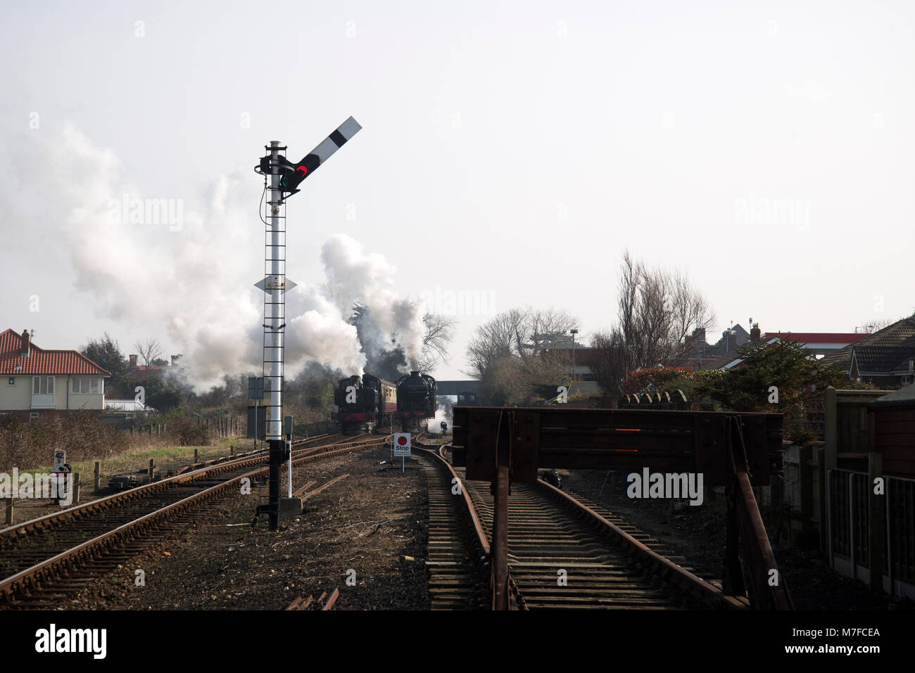 Signal for waiting steam locomotivesgrunge Stock Photo