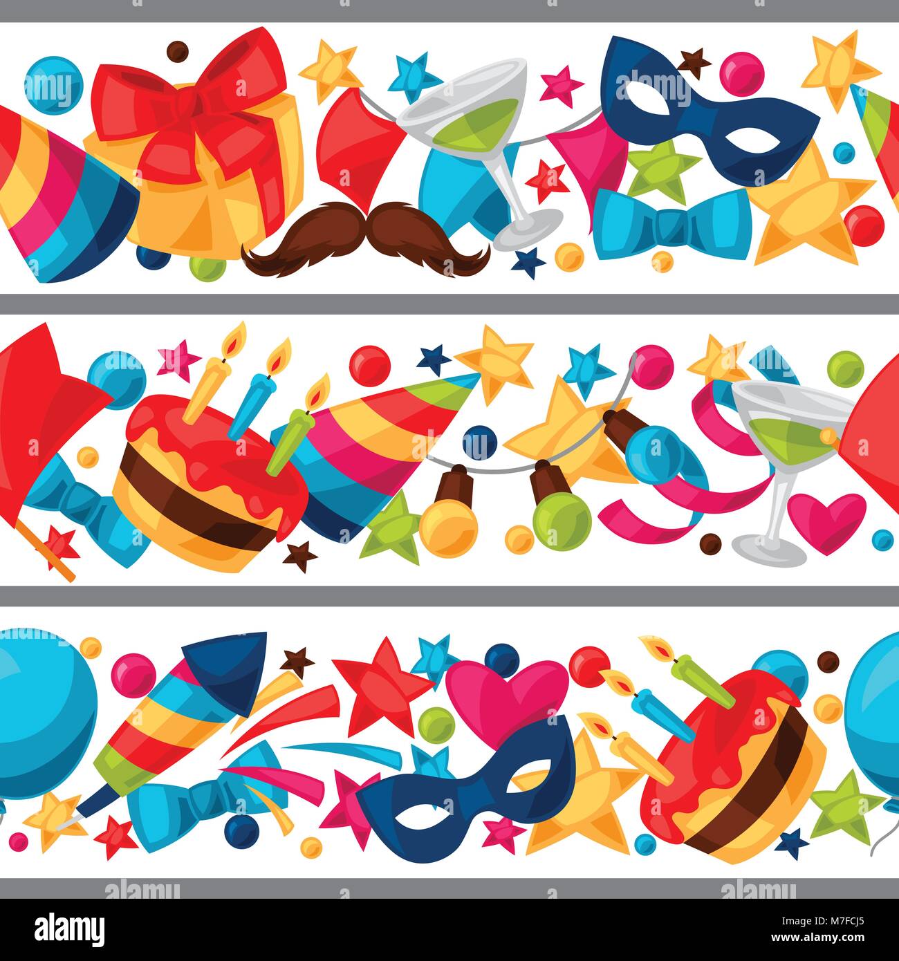 Carnival show and party seamless pattern with celebration objects Stock ...