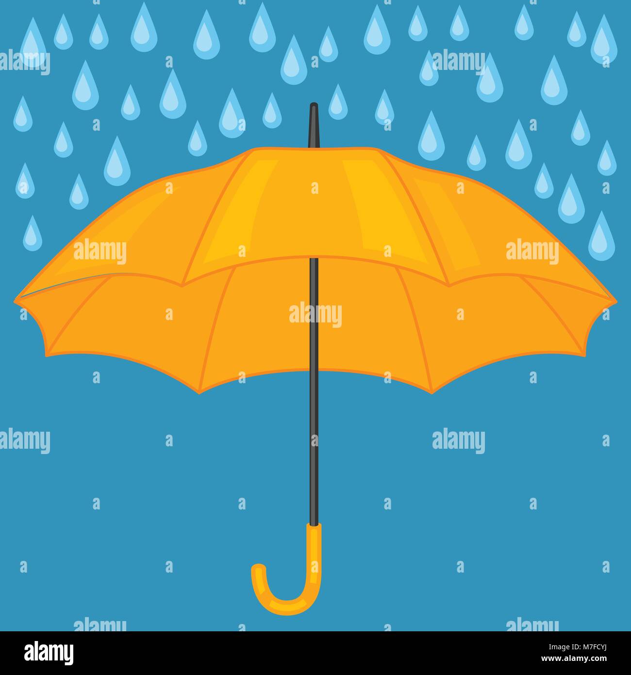 Abstract background with colored umbrella and rain drops Stock Vector