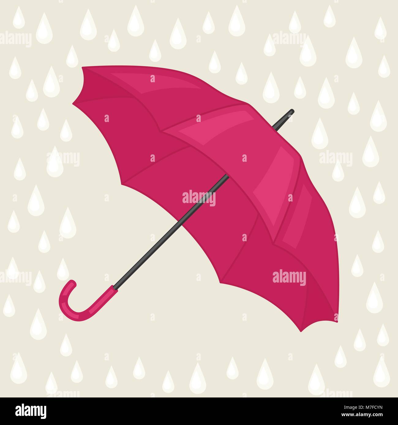 Abstract background with colored umbrella and rain drops Stock Vector