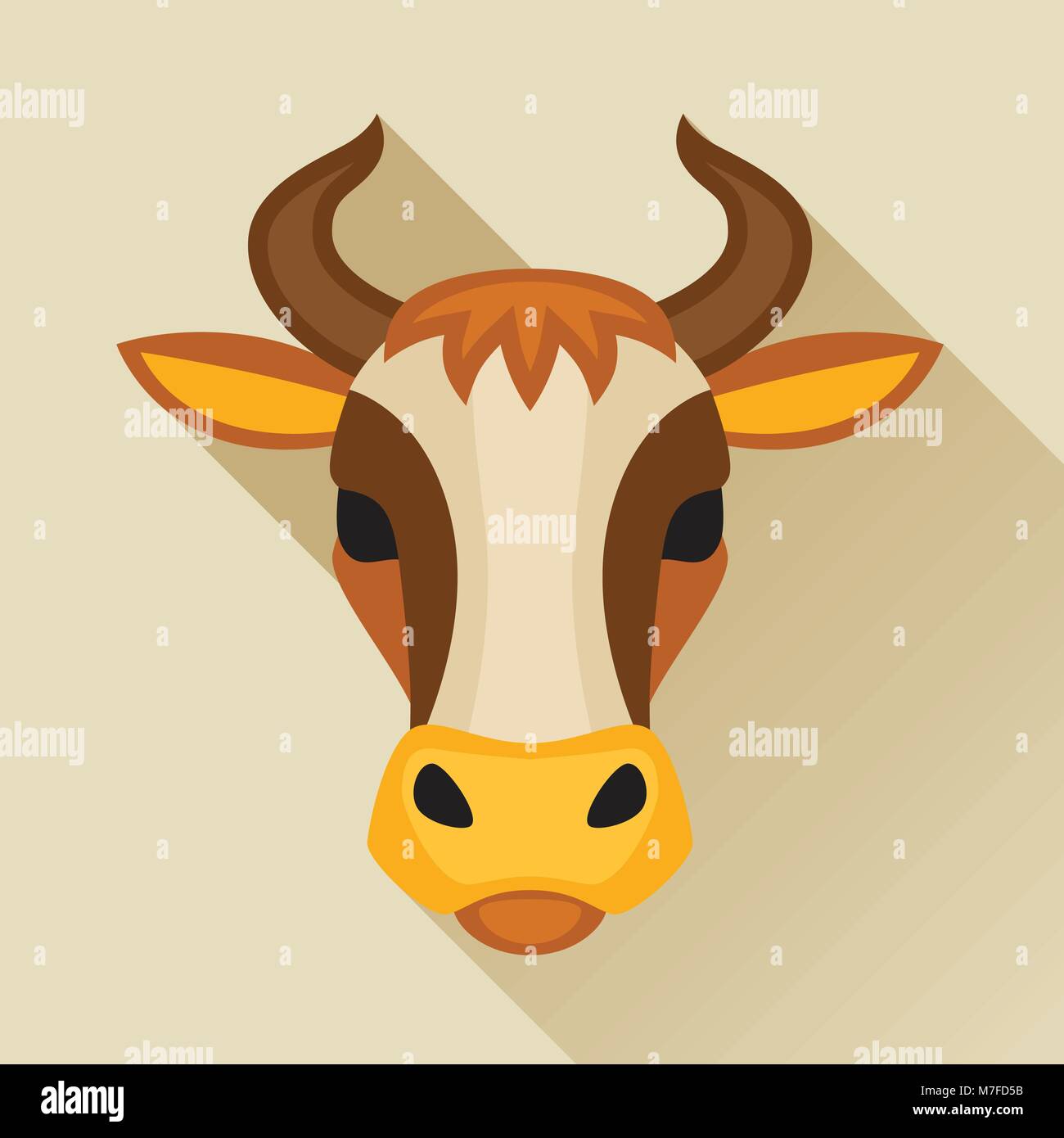 Illustration with cow head in flat design style Stock Vector Image ...