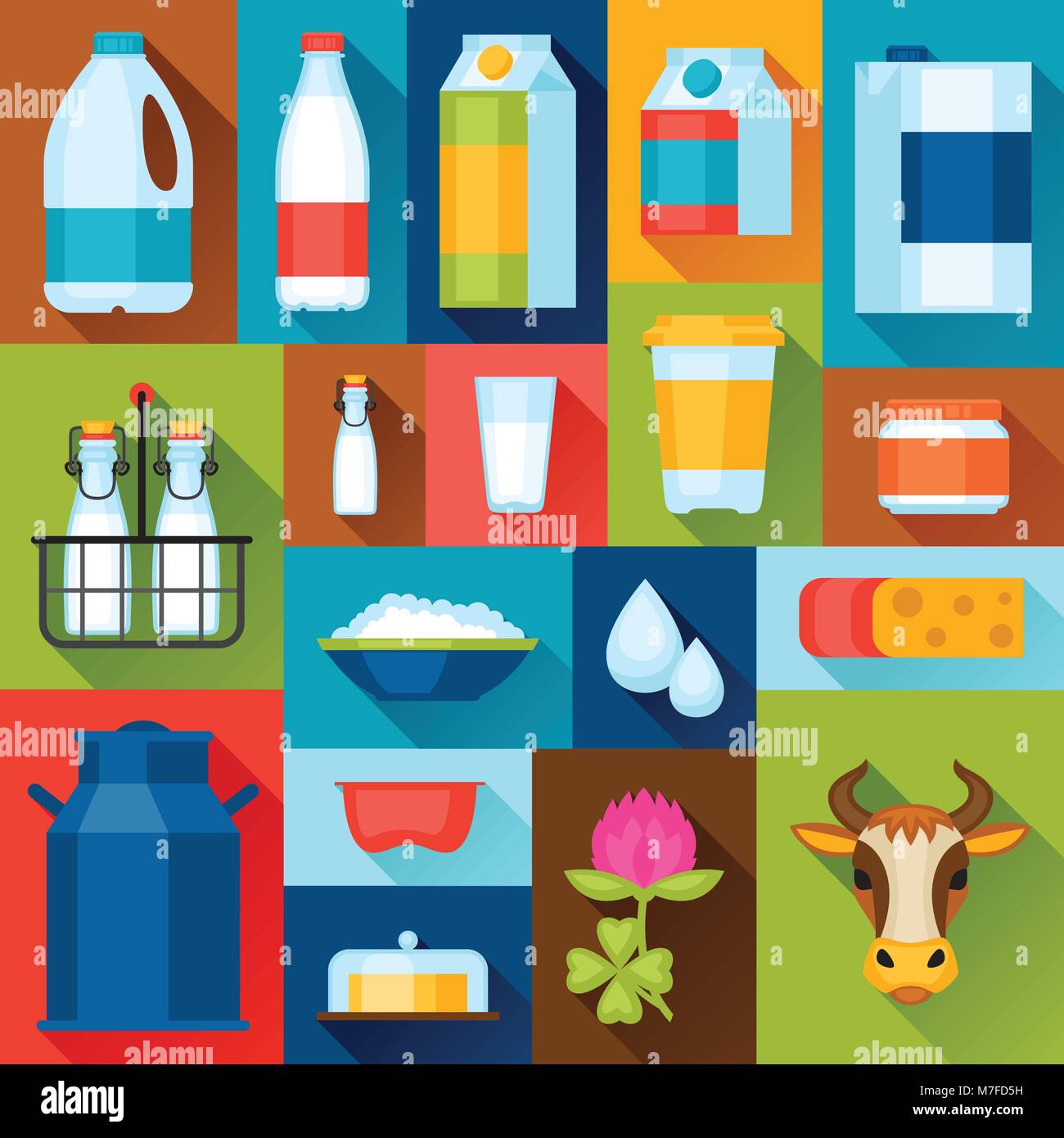 Illustration with dairy products in flat design style Stock Vector ...