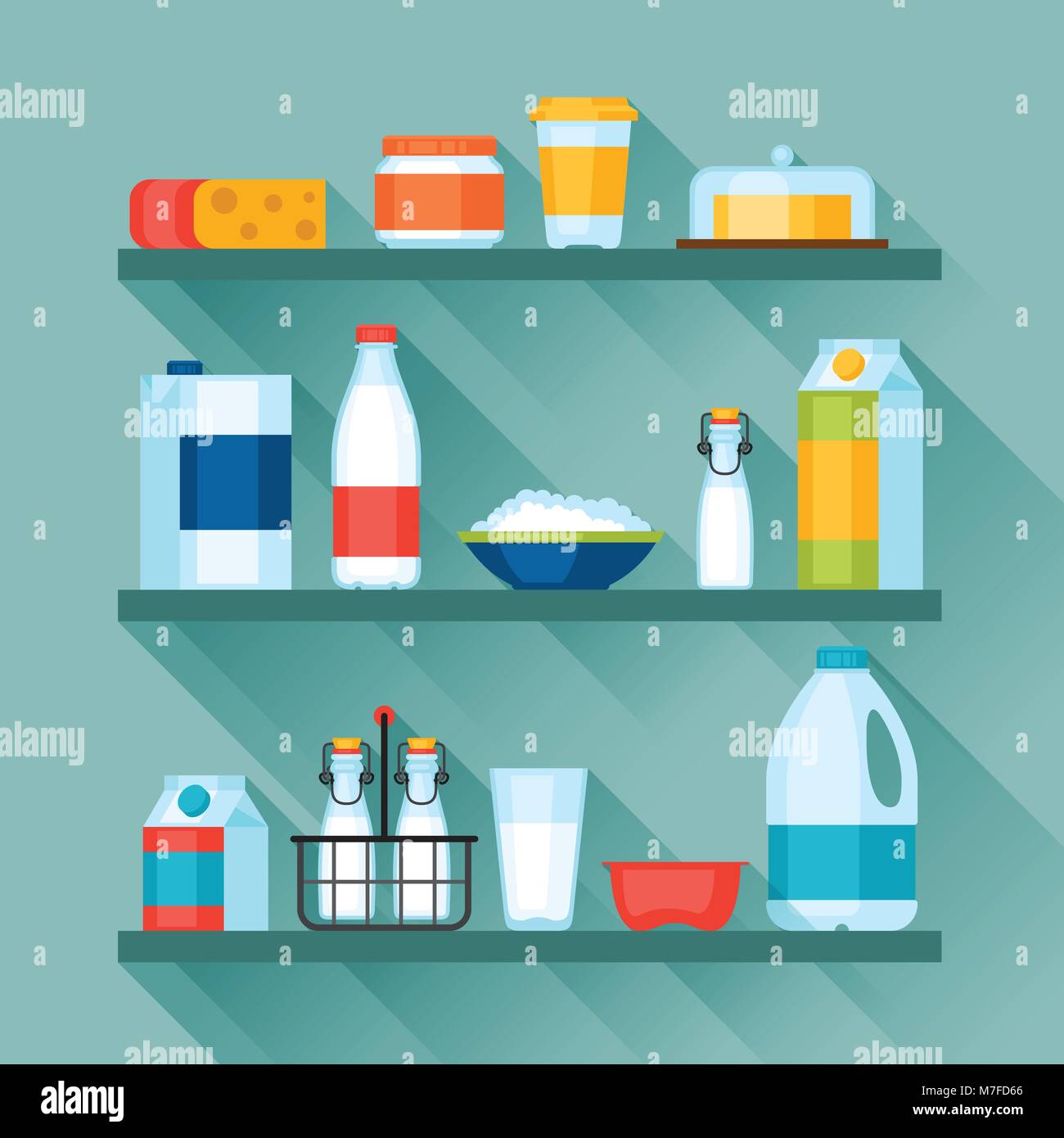 Illustration with dairy products in flat design style Stock Vector ...