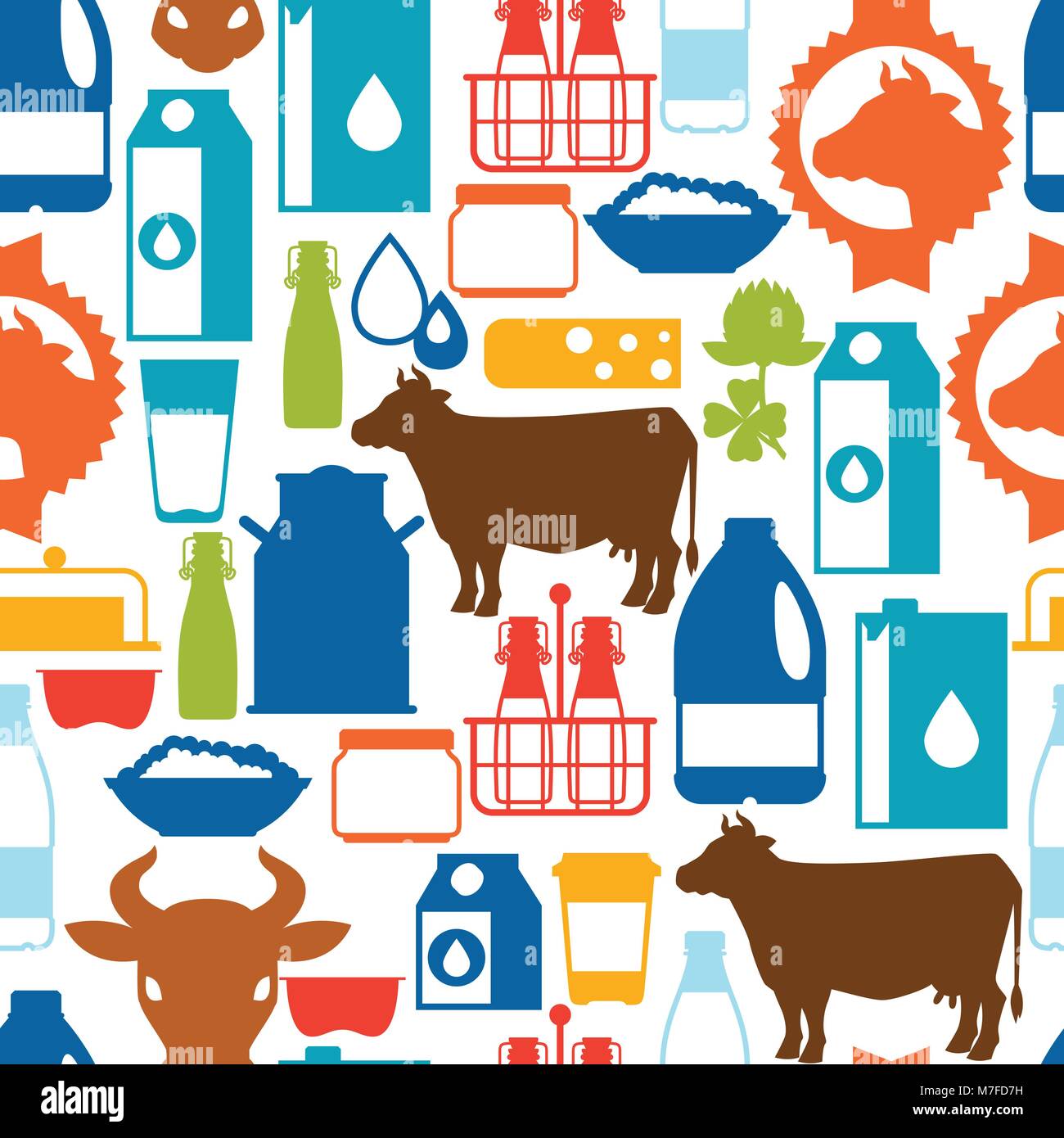 Milk seamless pattern with dairy products and objects Stock Vector ...