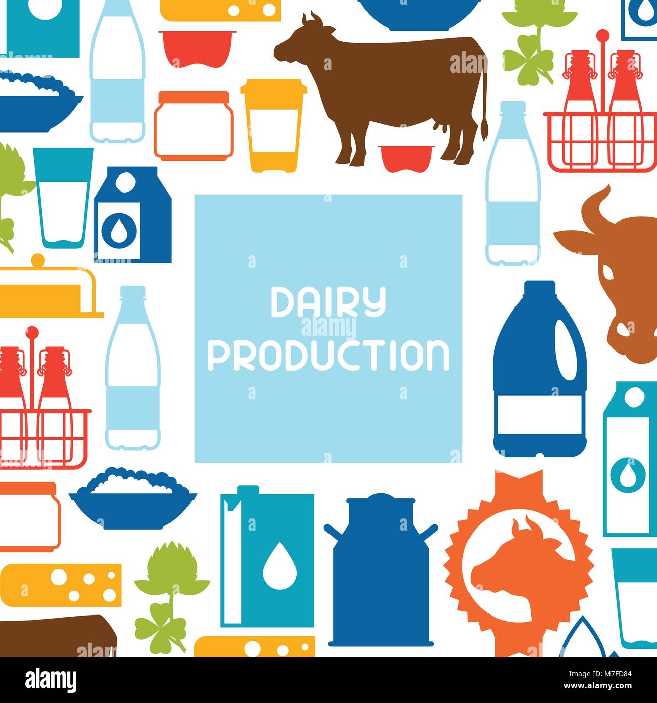 Milk background with dairy products and objects Stock Vector Image ...