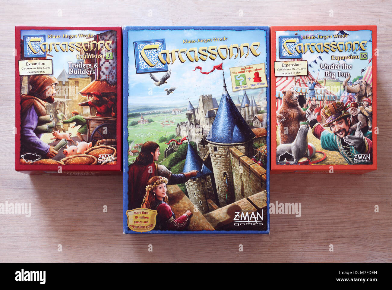 The popular modern board game Carcassonne Stock Photo