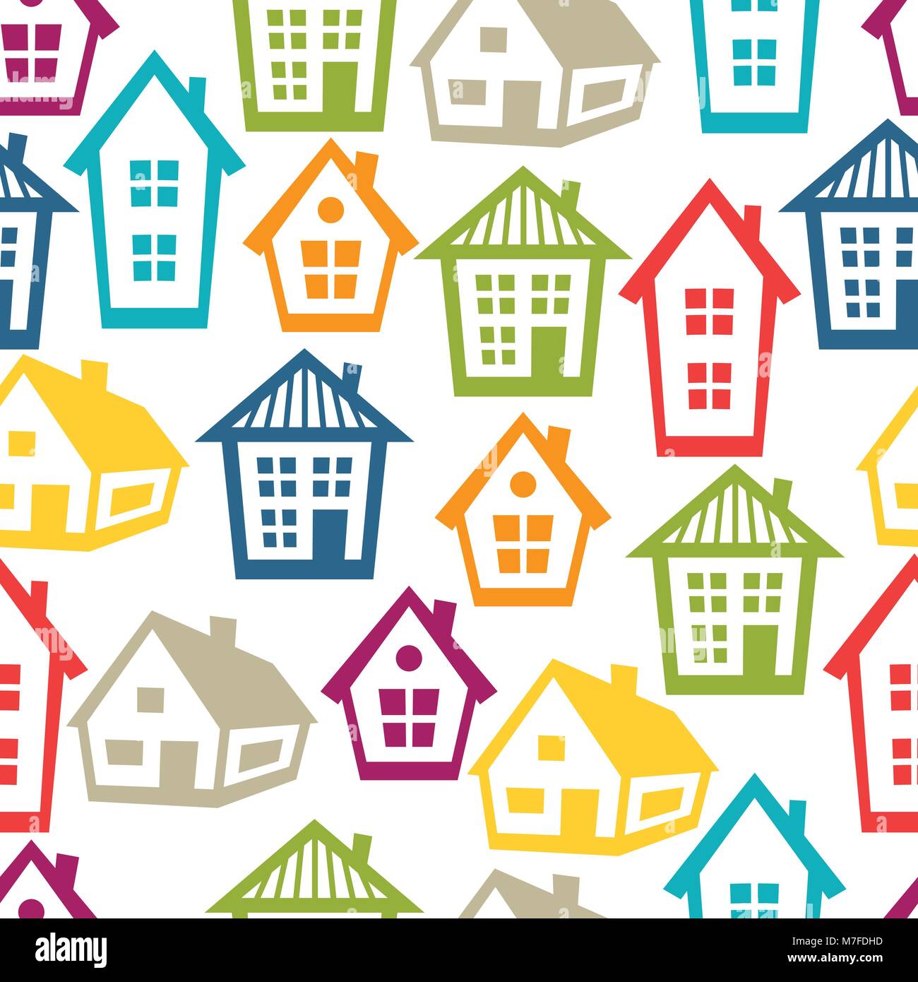 Town seamless pattern with cottages and houses Stock Vector Image & Art ...