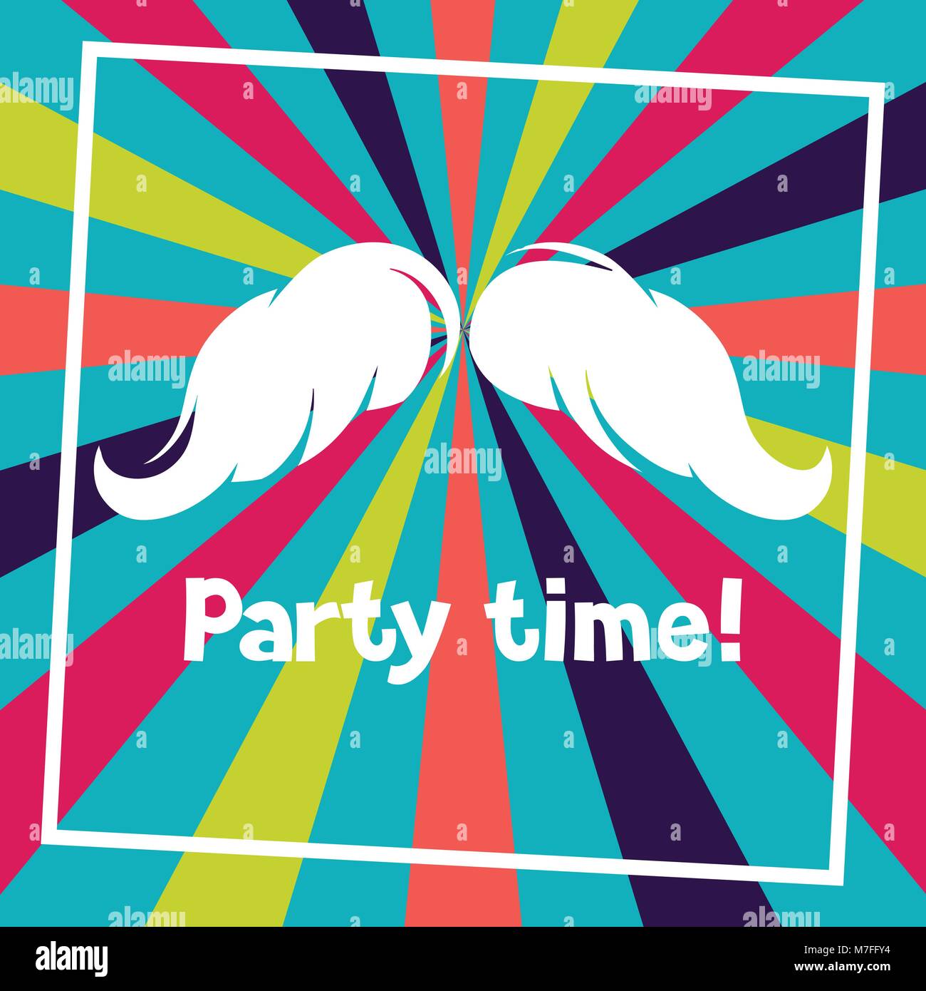 Party time background with hand draw hipster mustache Stock Vector ...