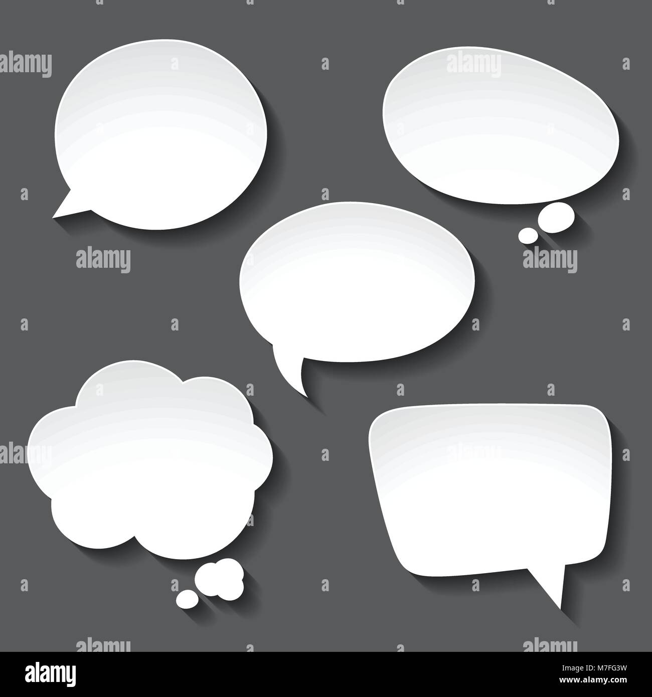 Abstract white paper speech bubbles on gray background Stock Vector ...