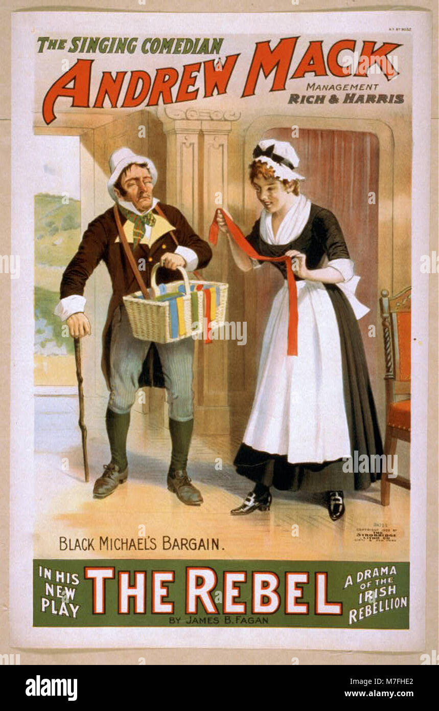 This image shows Andrew Mack, a singing comedian, in a scene from his play 'The Rebel', a drama based on the Irish Rebellion, written by James B. Fagen. Stock Photo