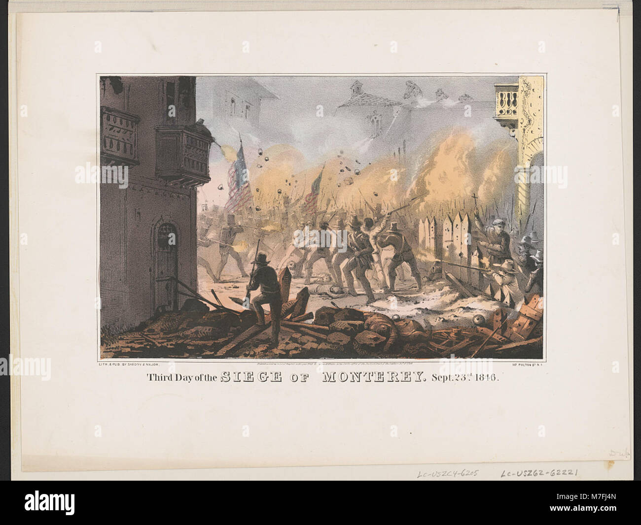 A Lithograph Depicting The Third Day Of The Siege Of Monterey During
