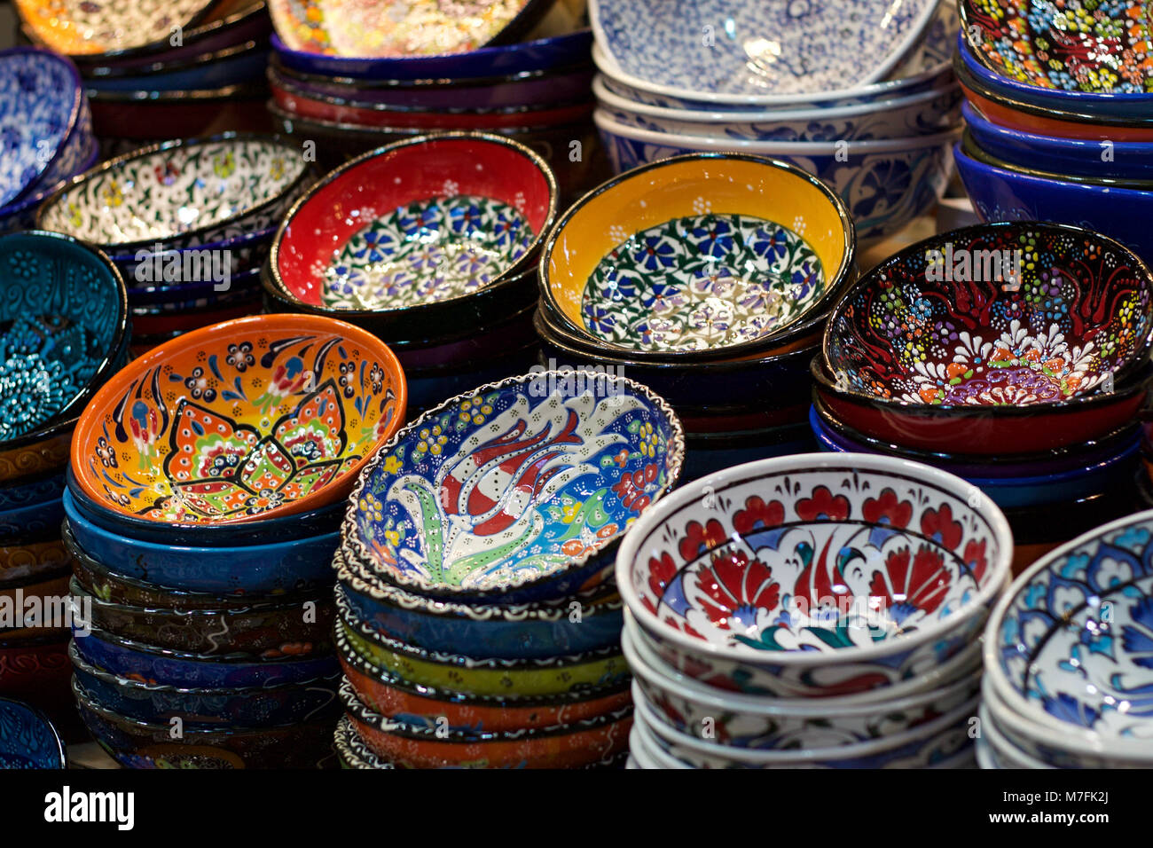 Turkish Handmade Ceramic Bowls Stock Photo