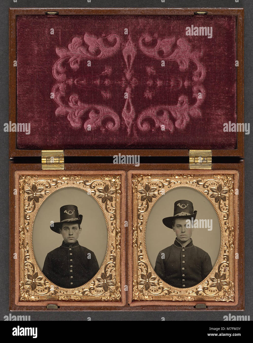 This photograph depicts two unidentified Union soldiers wearing Hardee ...
