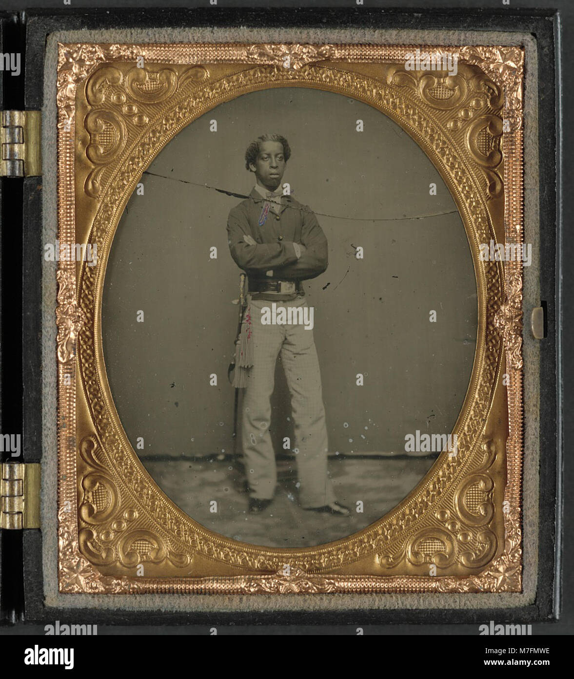 An unidentified African American soldier in a Union cavalry uniform ...