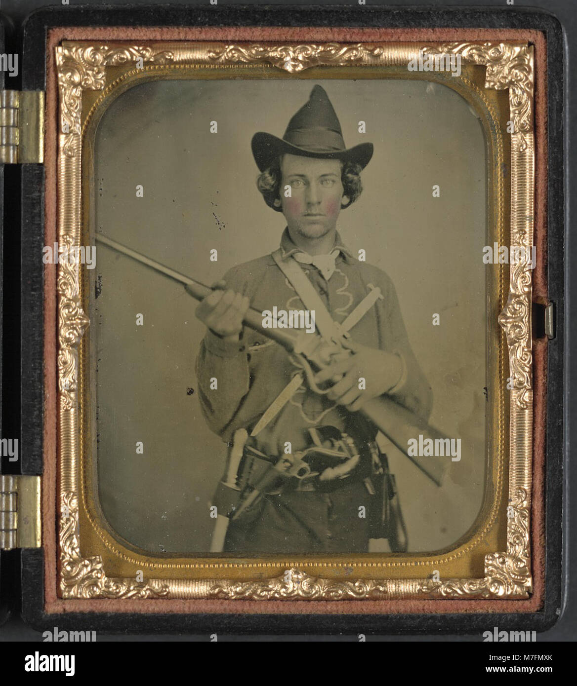 A photograph of an unidentified Confederate cavalry soldier, shown in ...