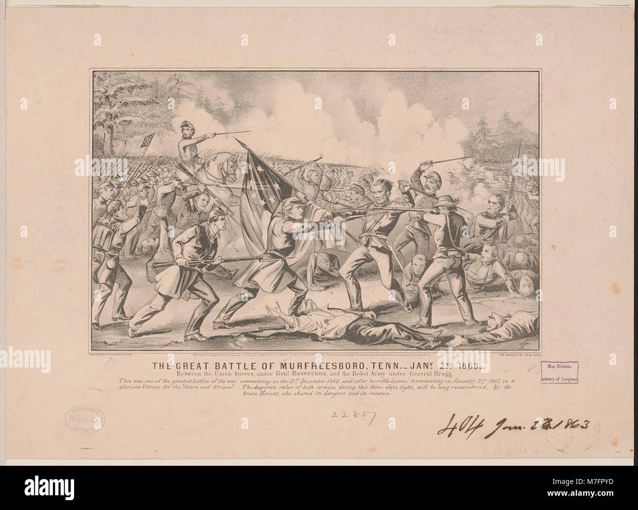 Great Battle of Murfreesboro, Tenn.-Jany, 2nd 1863- between the Union ...