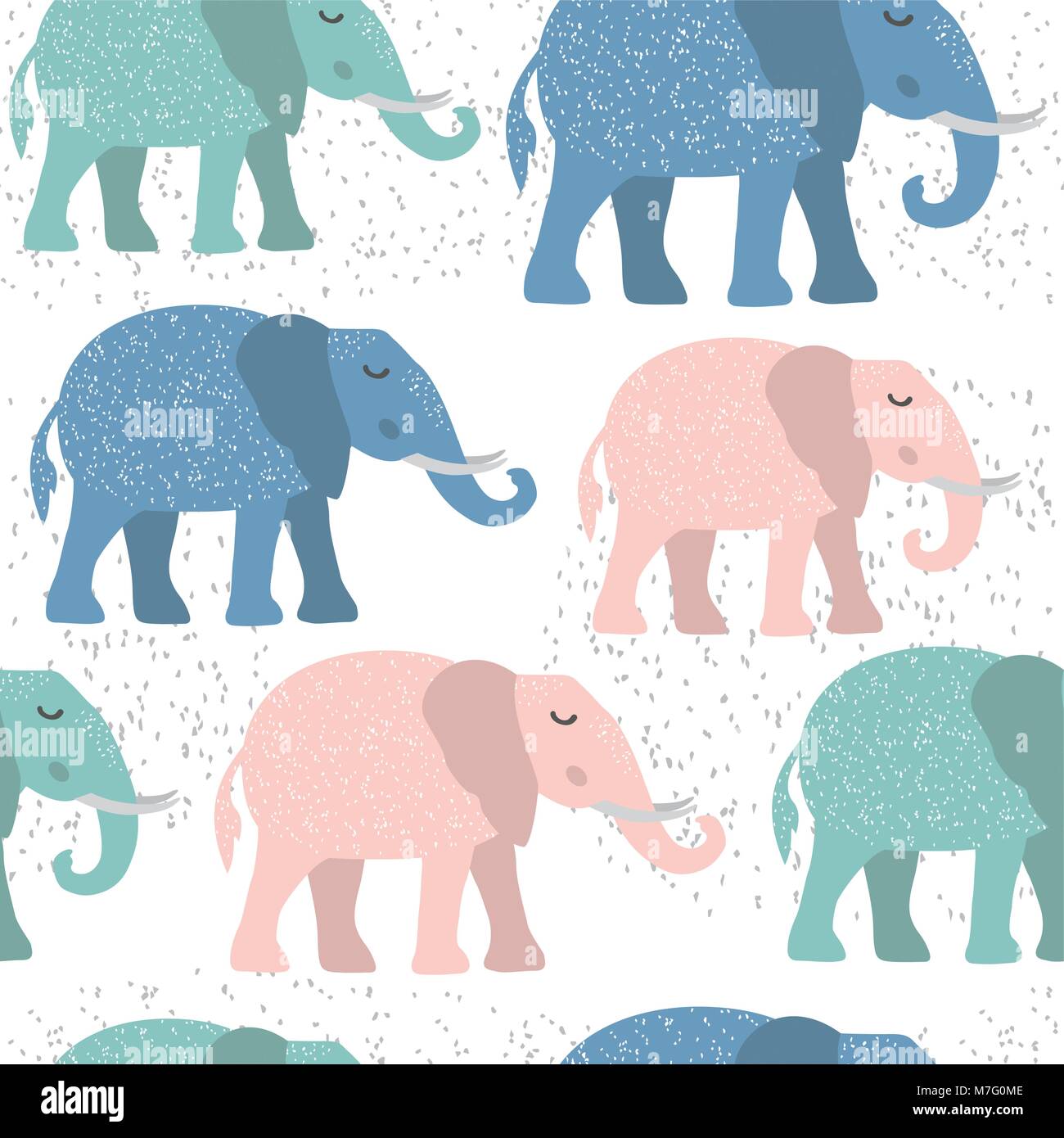 Childish seamless pattern with cute elephant. Creative texture for fabric Stock Vector