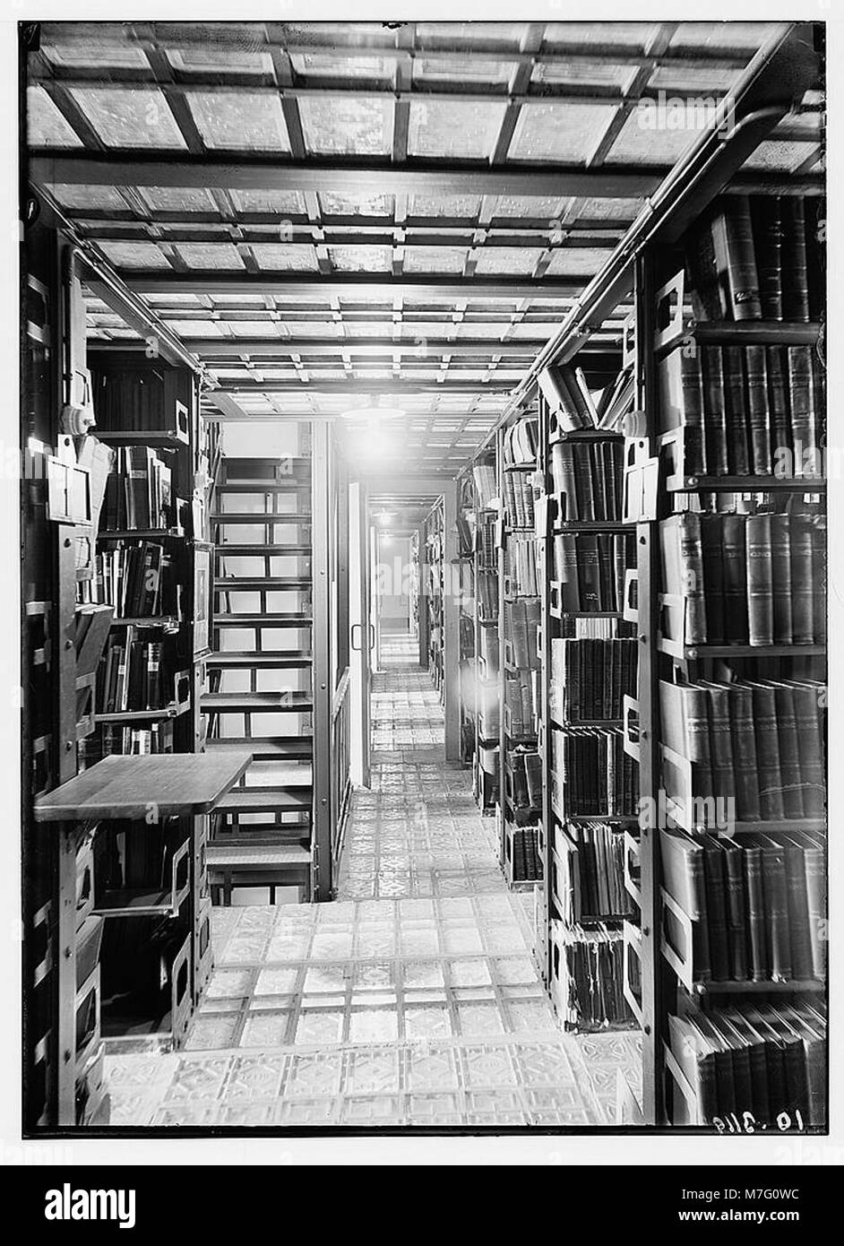 A view of book stacks in the Hebrew University Library, highlighting ...