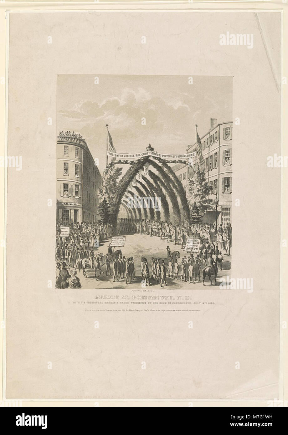 Market St. Portsmouth with its triumphal arches & grand procession of