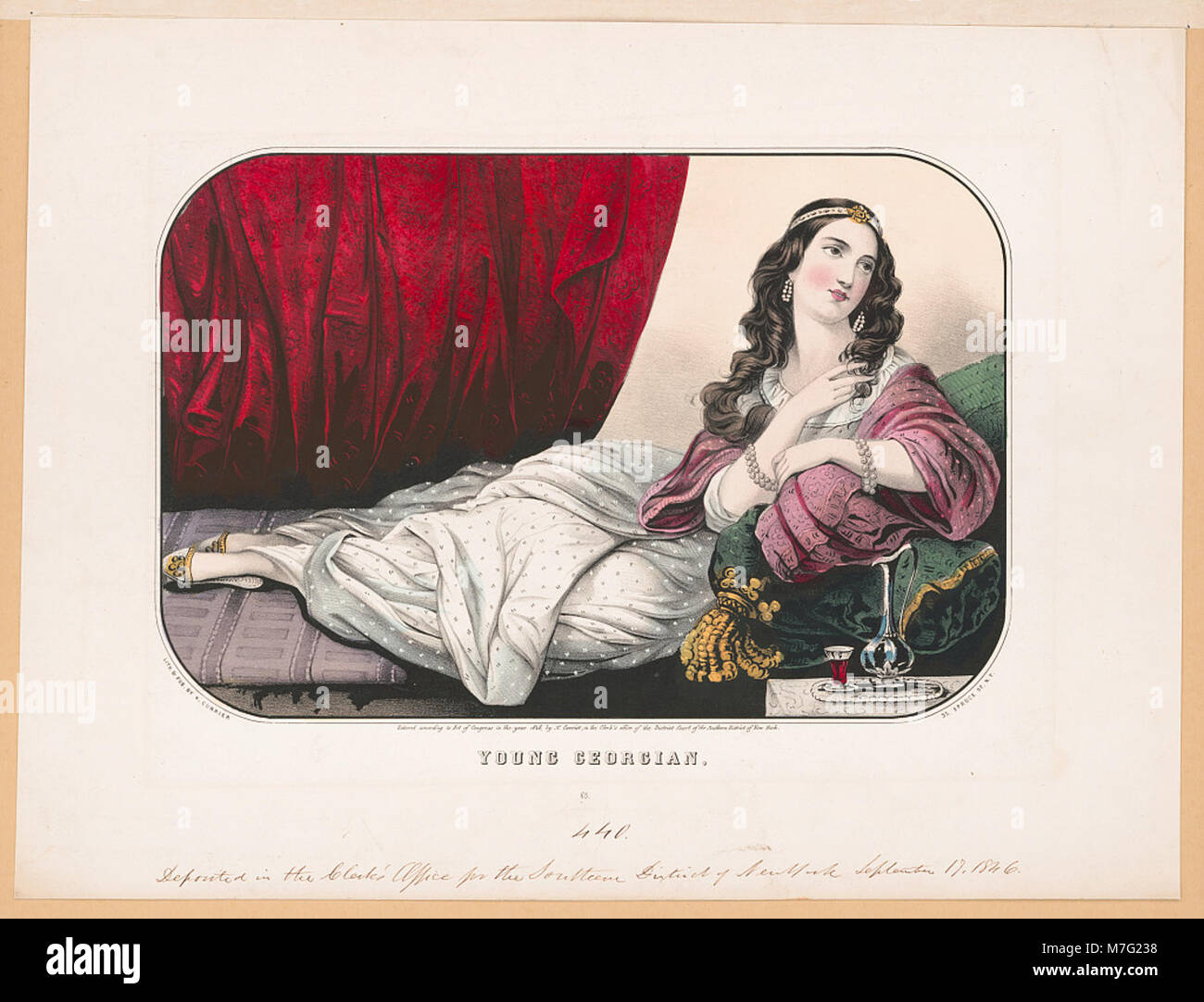 This image depicts a young individual in Georgian attire, reflecting ...