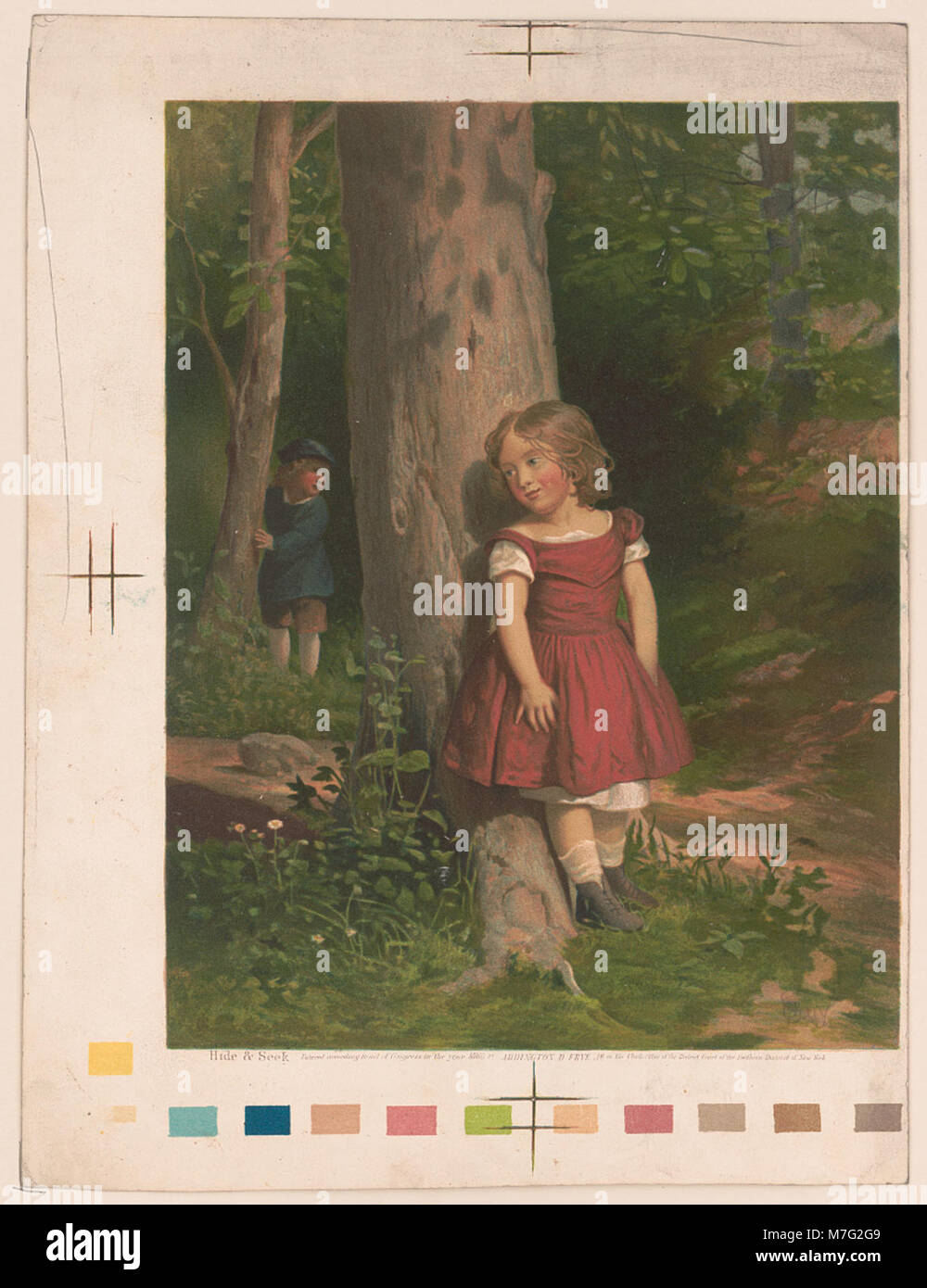An image depicting a group of children playing the game of hide and ...
