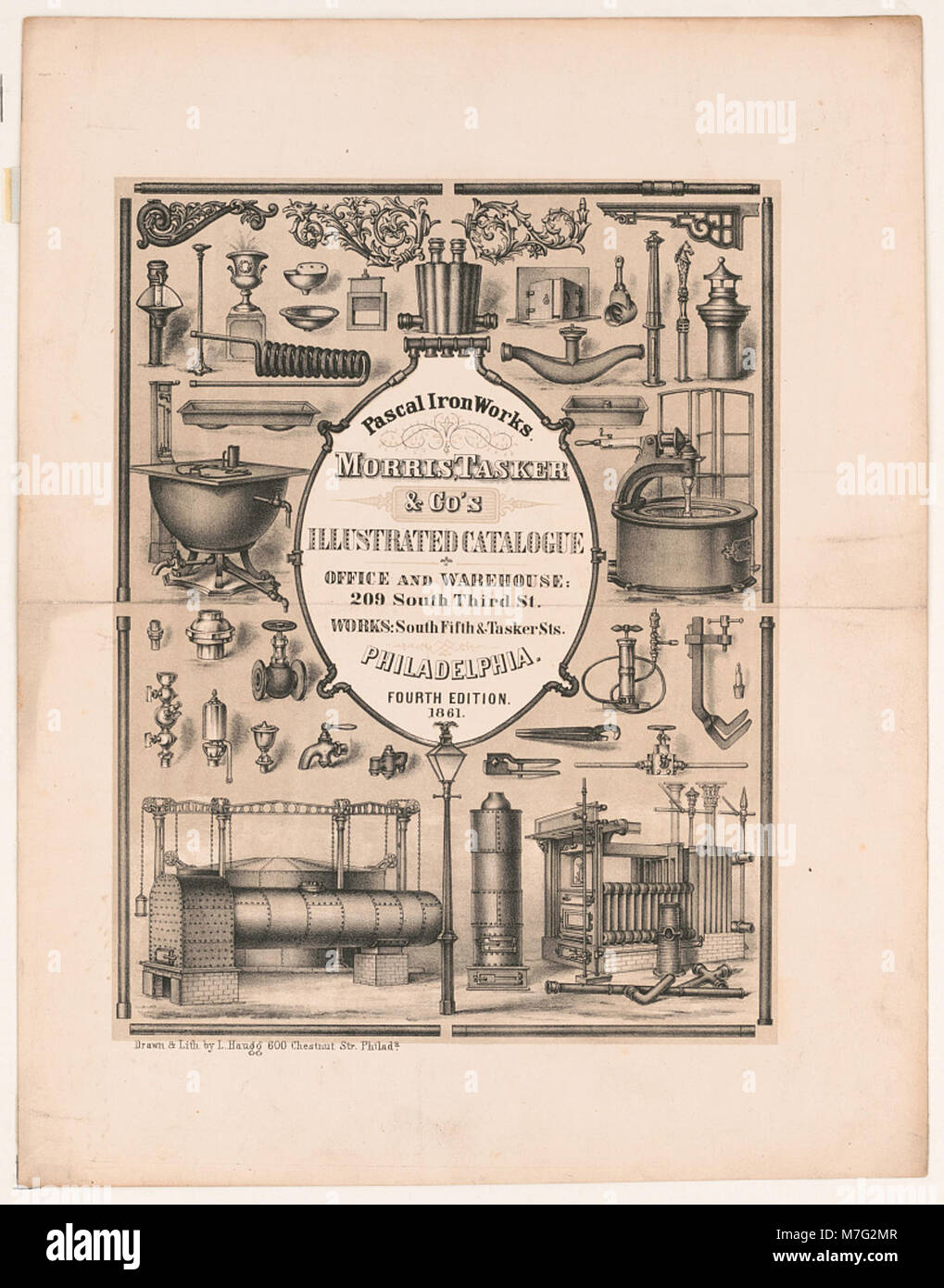 An image from the 1861 illustrated catalogue of Pascal Iron Works, a