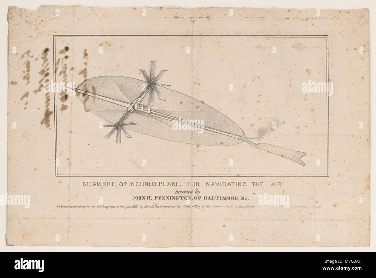 Steamkite, or inclined plane, for navigating the air, invented by John