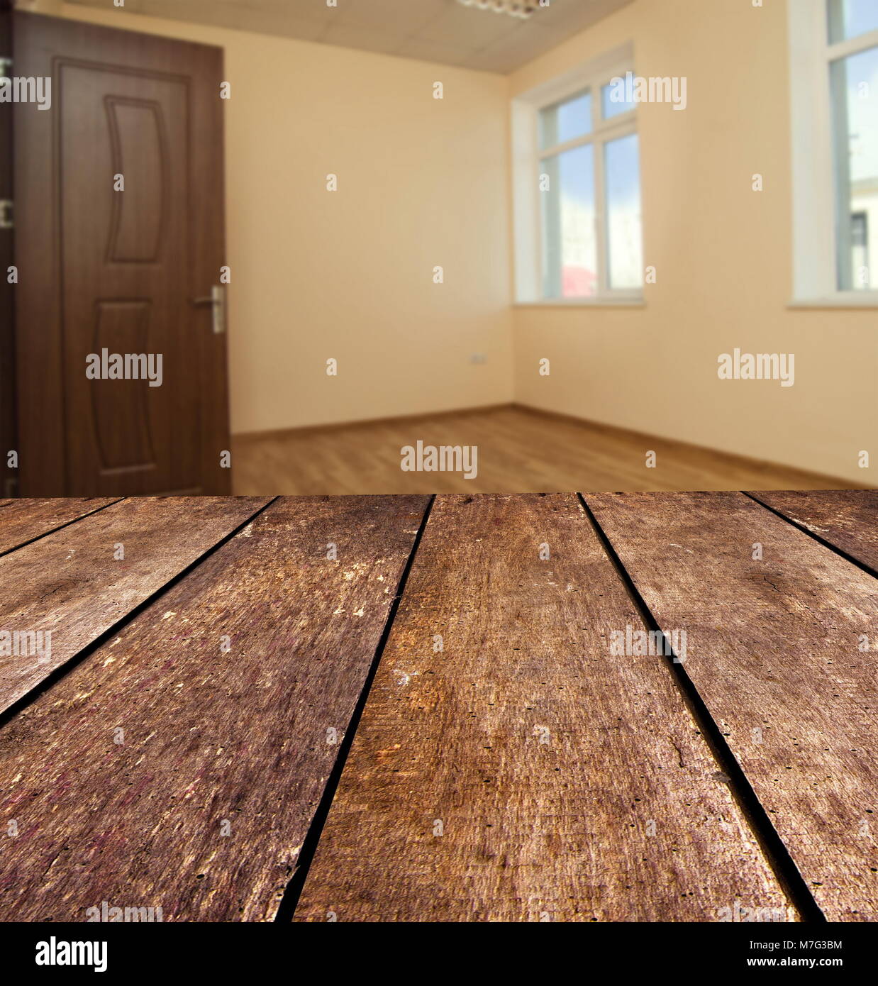 Wooden board with the room picture Stock Photo Alamy