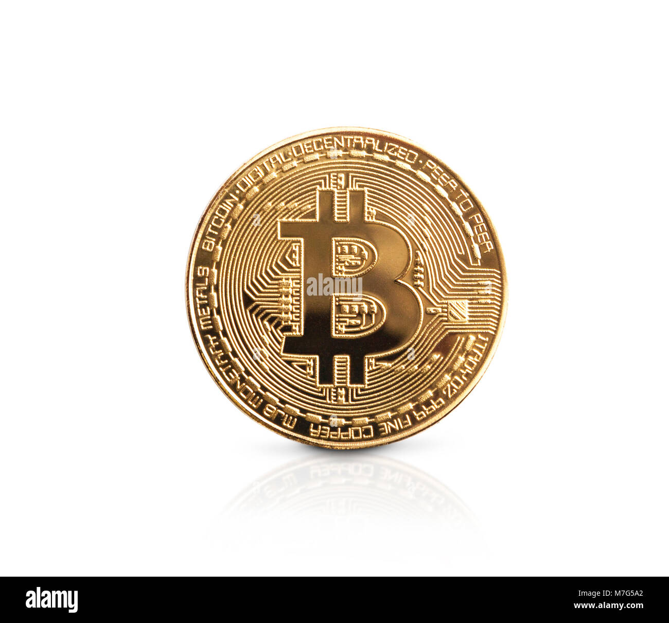 Bitcoin. Golden bitcoin isolated on white background. With clipping ...