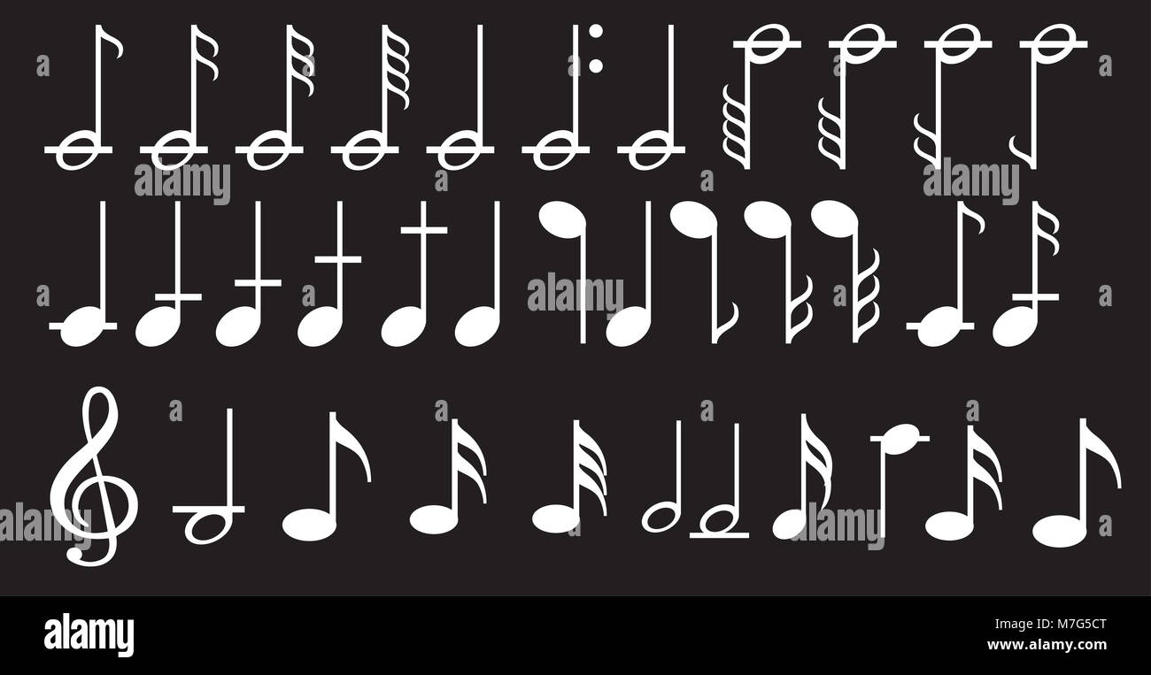 Music note background with different music symbols Stock Photo