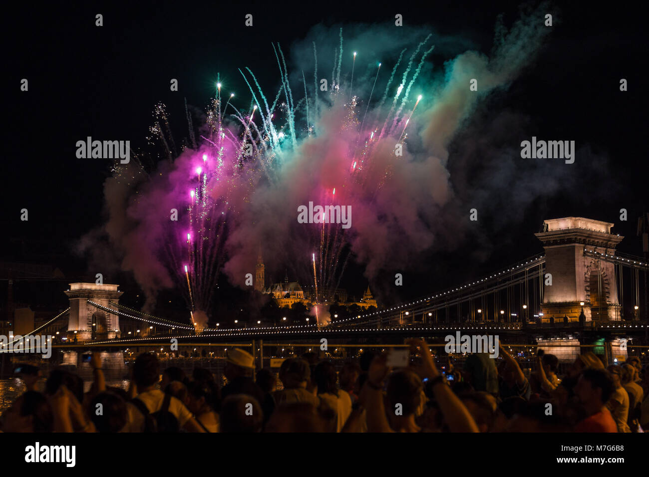 The Saint Stephen s Day Fireworks From The Chain Bridge In Budapest the-saint-stephen-s-day-fireworks-from-the-chain-bridge-in-budapest