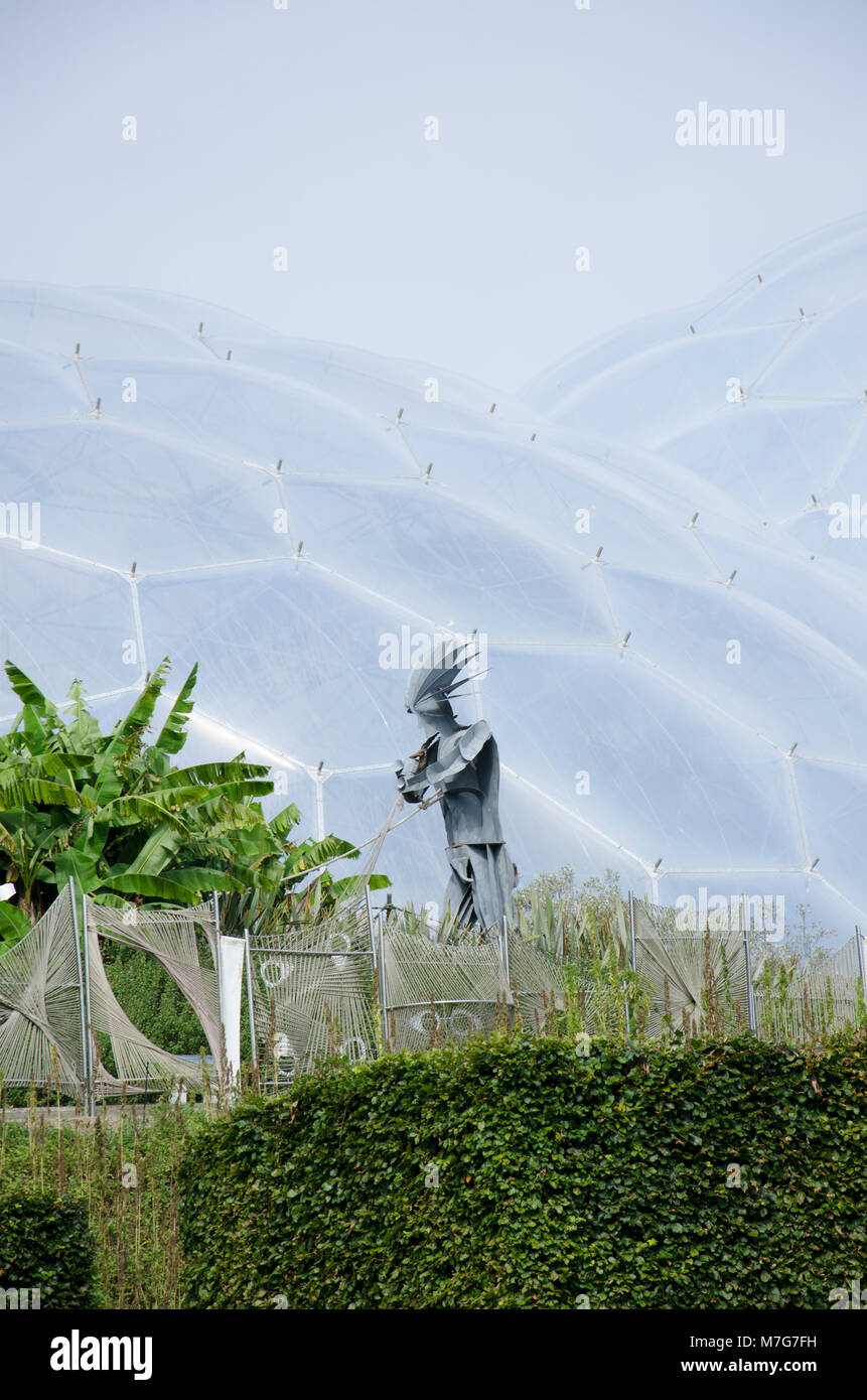 Adam, Bronze sculpture, at the Eden Project in Cornwall Stock Photo Alamy