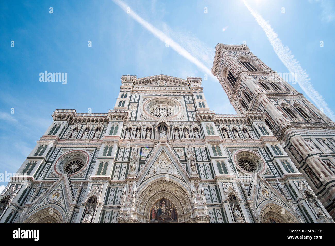 Detail of Florence Duomo Cathedral. Basilica di Santa Maria del Fiore or Basilica of Saint Mary of the Flower in Florence, Italy. Stock Photo
