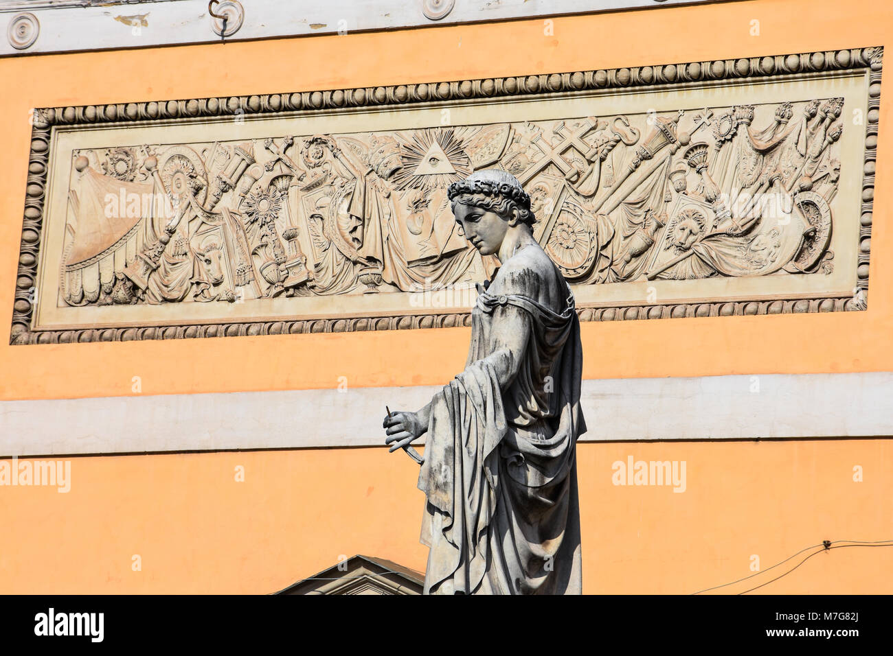 Sculpture at the Piazza del Popolo (People's Square). Rome, Italy Stock Photo