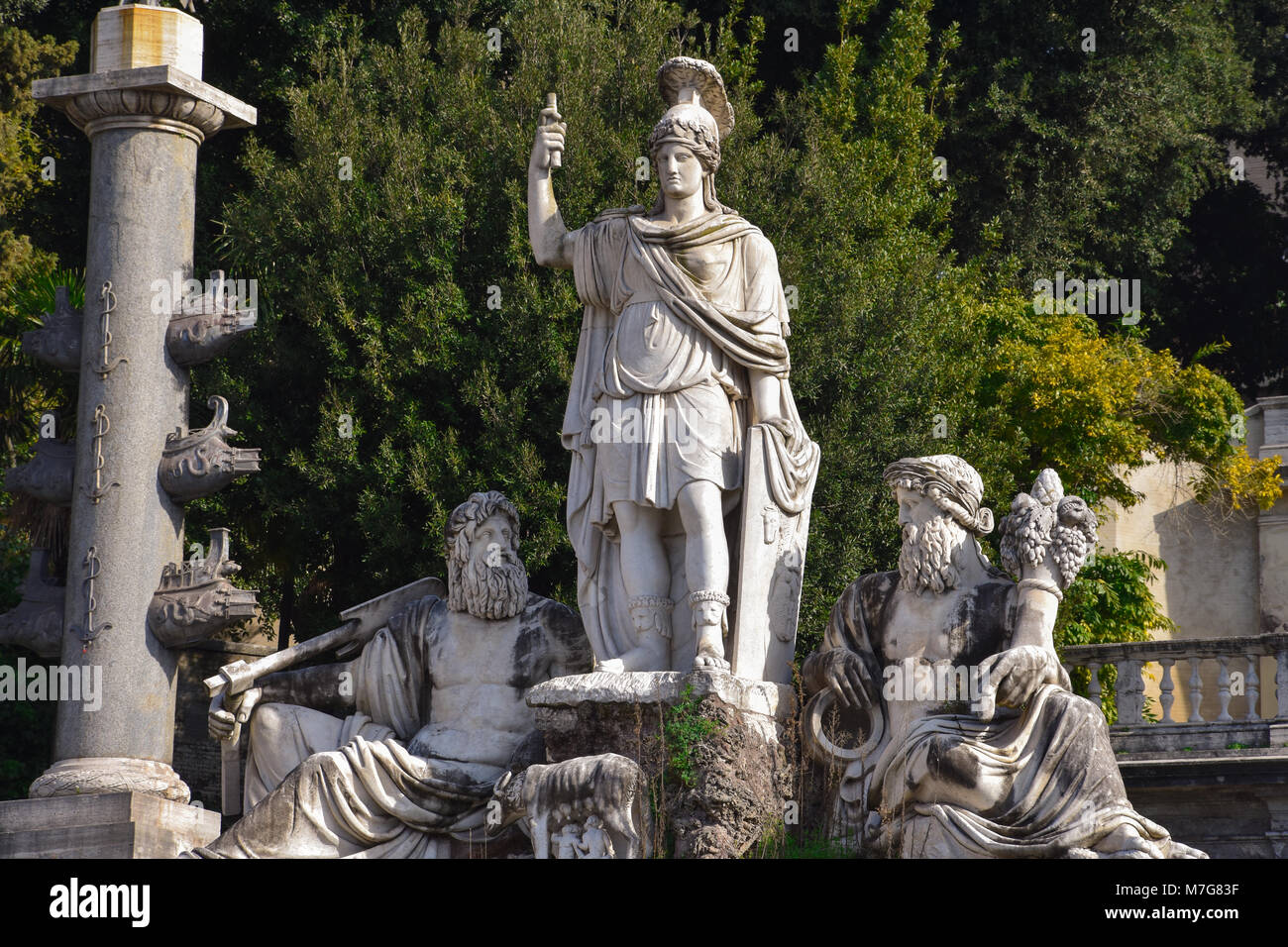 Sculpture at the Piazza del Popolo (People's Square). Rome, Italy Stock Photo