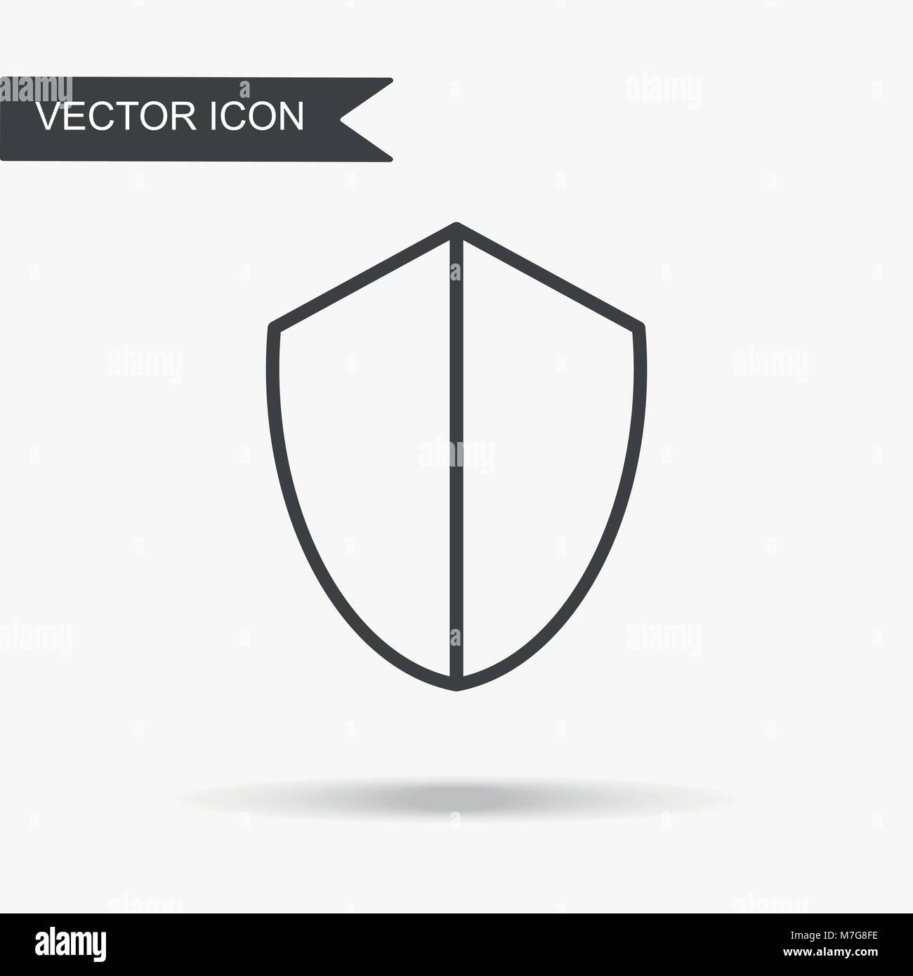 Modern and simple vector illustration shield icon. Flat image with thin ...