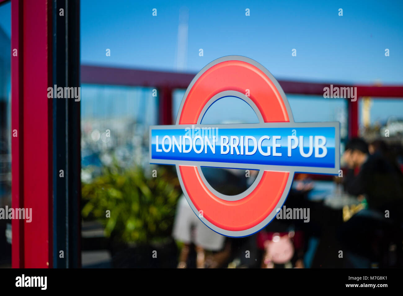 London Bridge Pub sign Monterey California USA Stock Photo