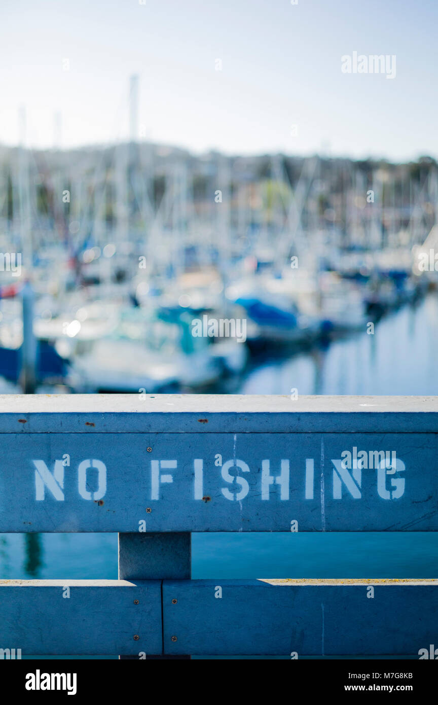 No Fishing sign Municipal Wharf Monterey California USA Stock Photo