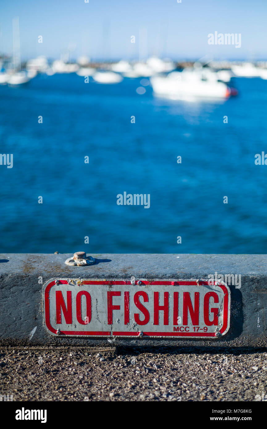 No Fishing sign Municipal Wharf Monterey California USA Stock Photo