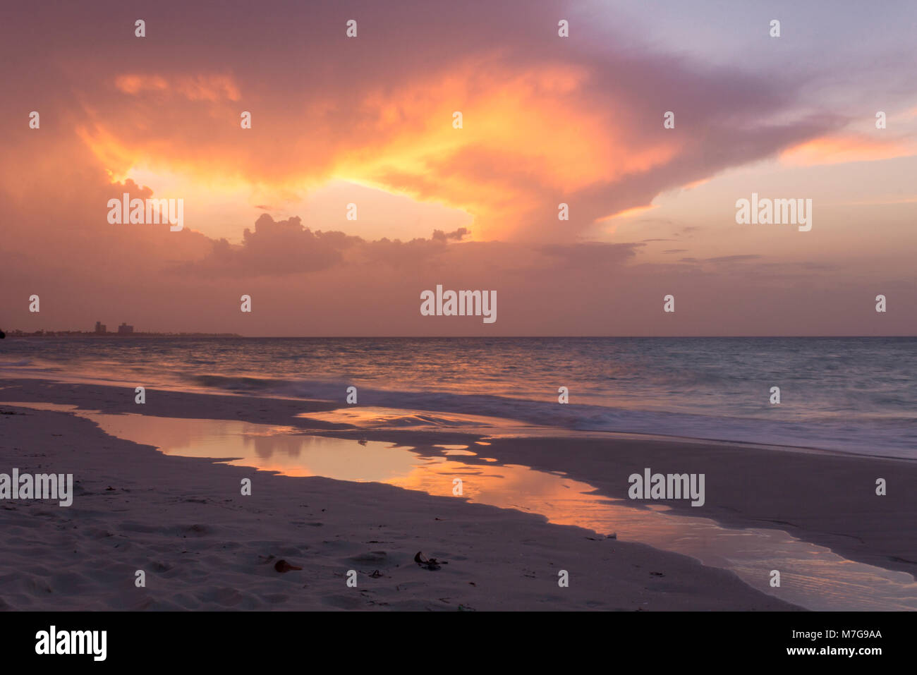 Sunset at Varadero Beach, Varadero, Cuba Stock Photo