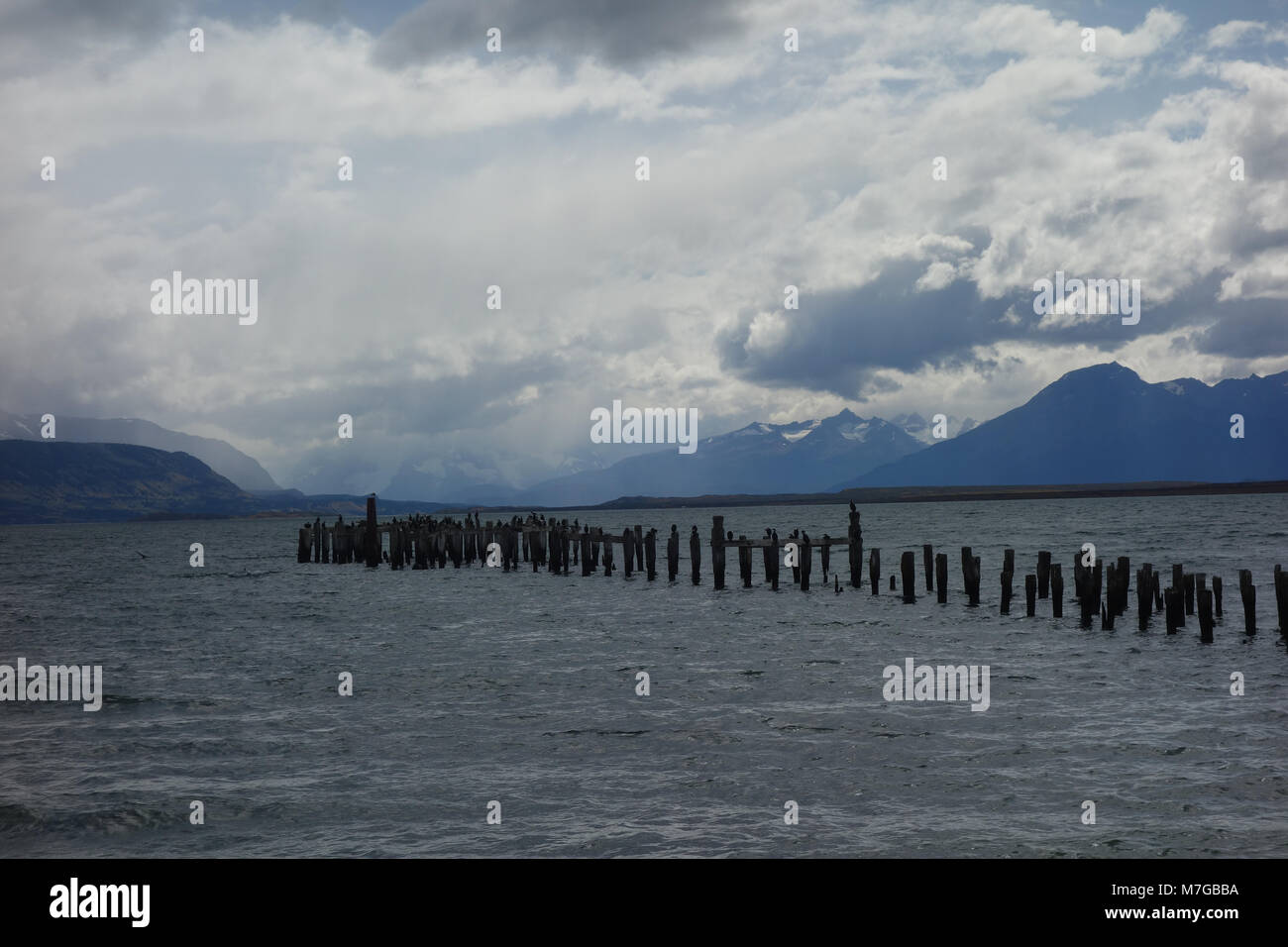 The Old Pier (Muelle Historico) in Almirante Montt Gulf in Patagonia