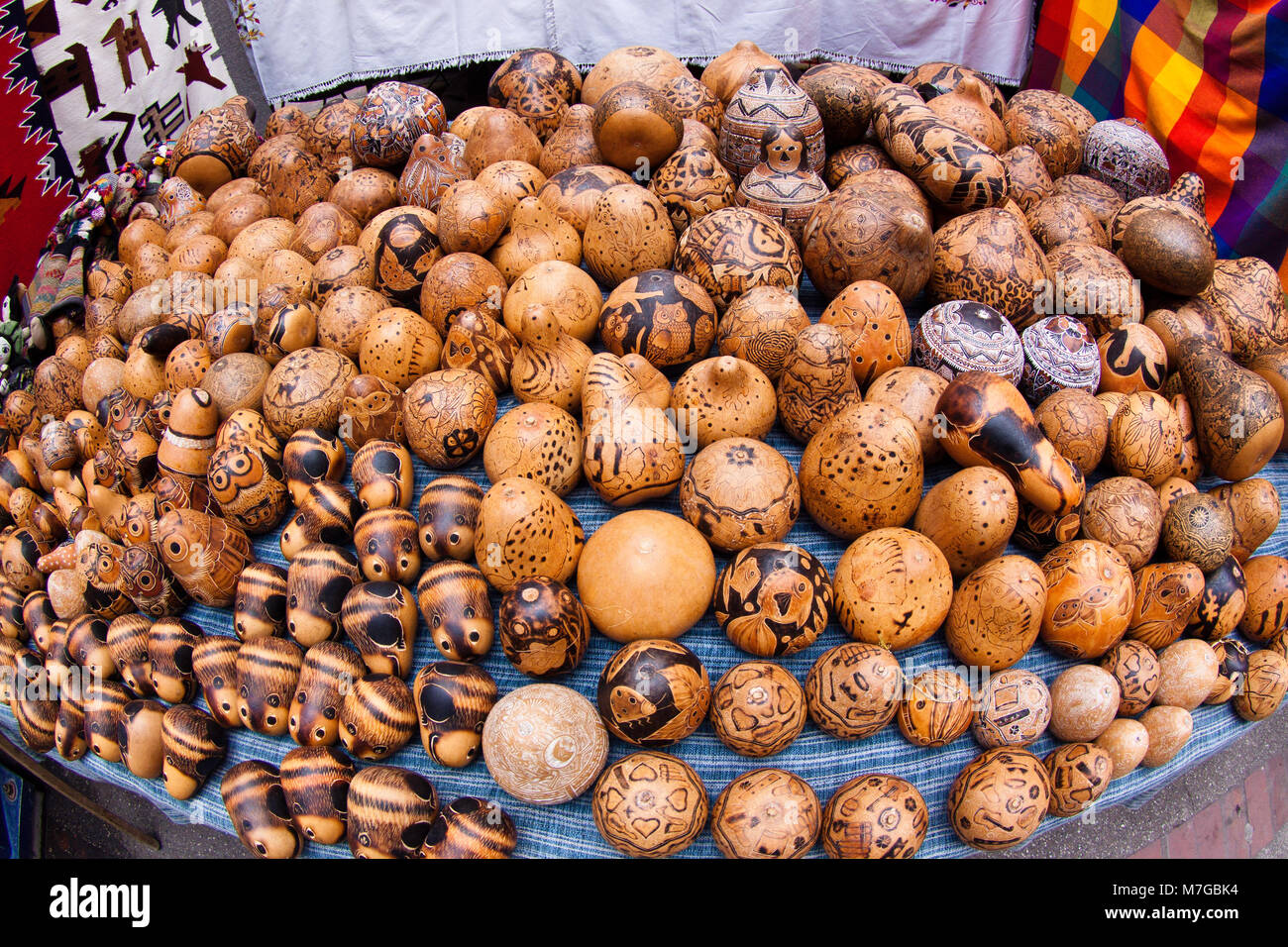 Hanging beads in craft market, Ecuador Stock Photo - Alamy
